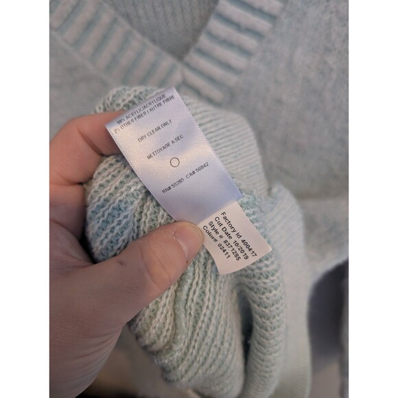 Express Oversized Women's Cozy Brush Furry Tunic V Neck Sweater Mint Green Sz S - Picture 4 of 7